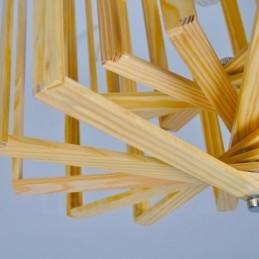 1 Lichte houten moderne eigentijdse hanglamp in Scandinavische stijl met houten kap