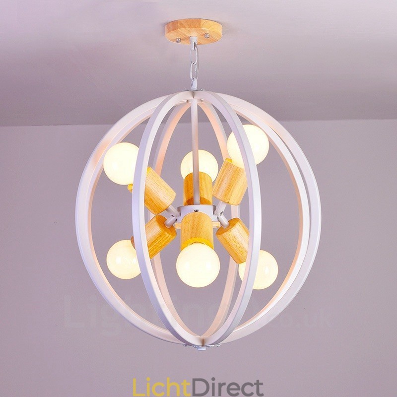 6-lichts ijzeren retro vintage hanglamp met ijzeren kap