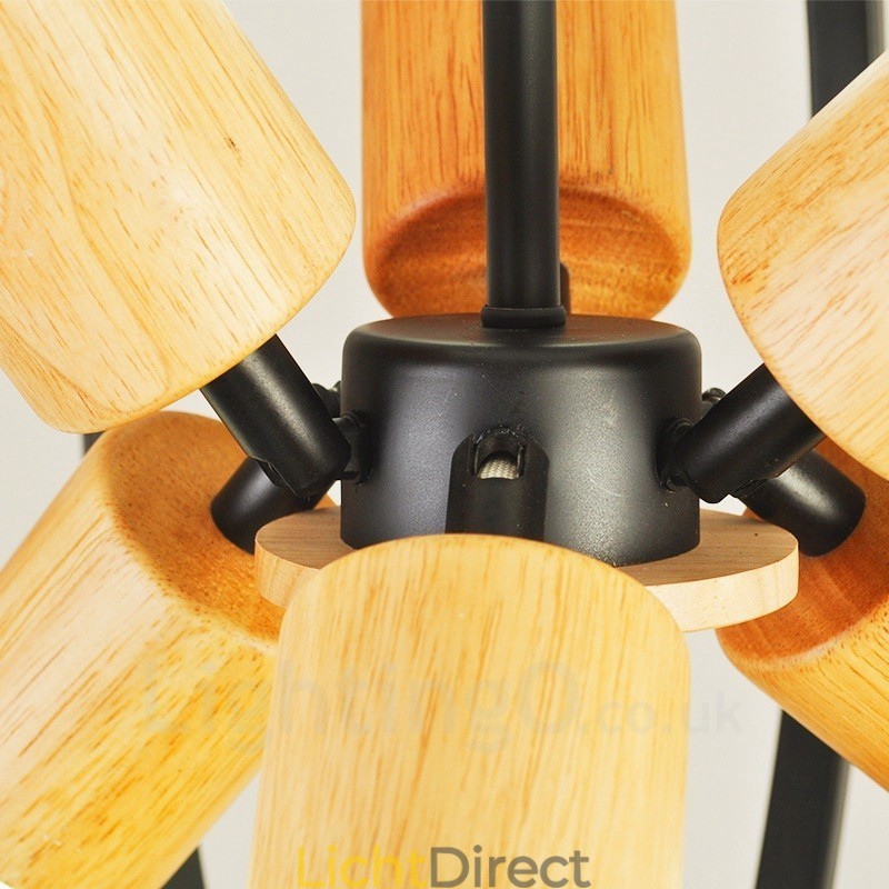 6-lichts ijzeren retro vintage hanglamp met ijzeren kap