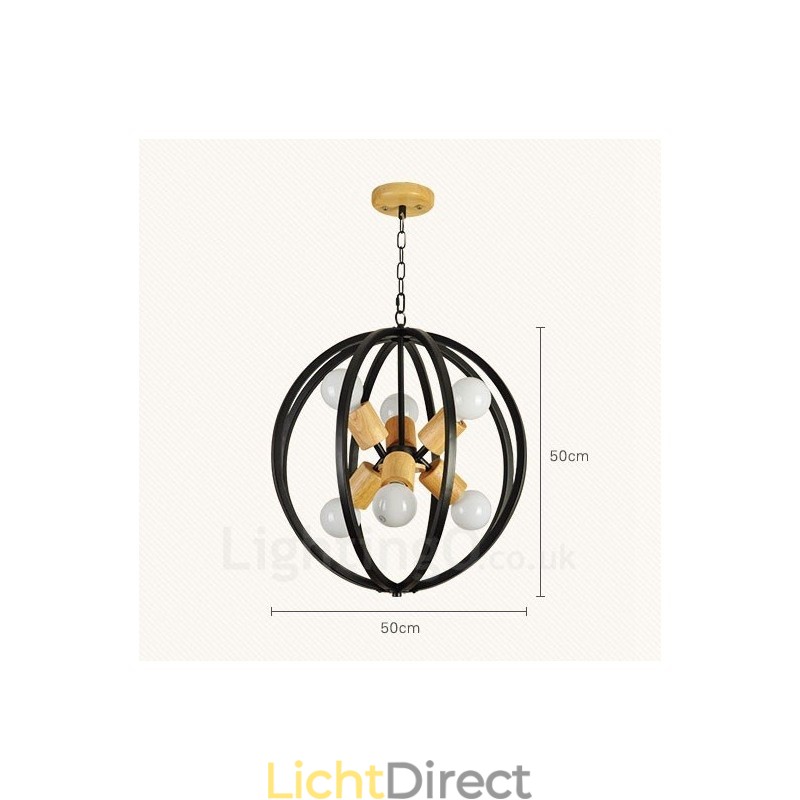 6-lichts ijzeren retro vintage hanglamp met ijzeren kap
