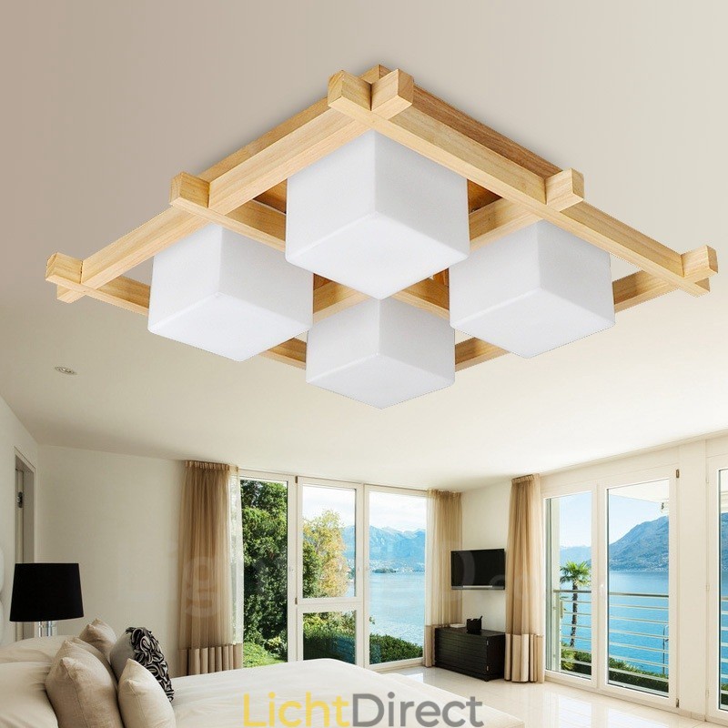 4-lichts moderne, eigentijdse plafondlampen in Scandinavische stijl met glazen kap