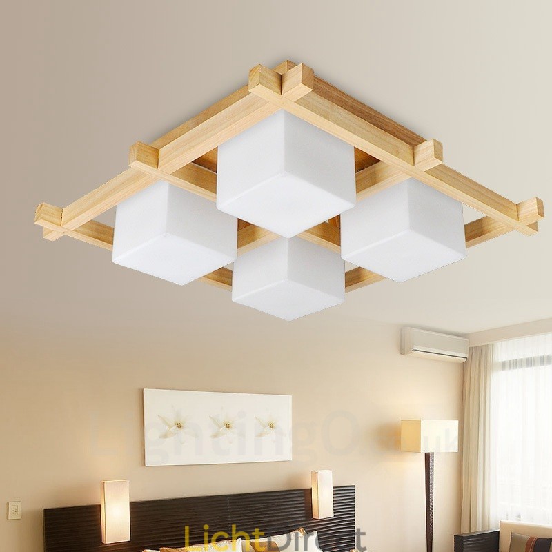 4-lichts moderne, eigentijdse plafondlampen in Scandinavische stijl met glazen kap