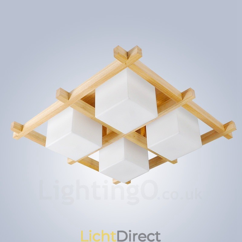 4-lichts moderne, eigentijdse plafondlampen in Scandinavische stijl met glazen kap