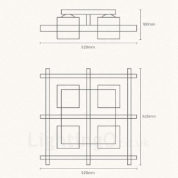 4-lichts moderne, eigentijdse plafondlampen in Scandinavische stijl met glazen kap
