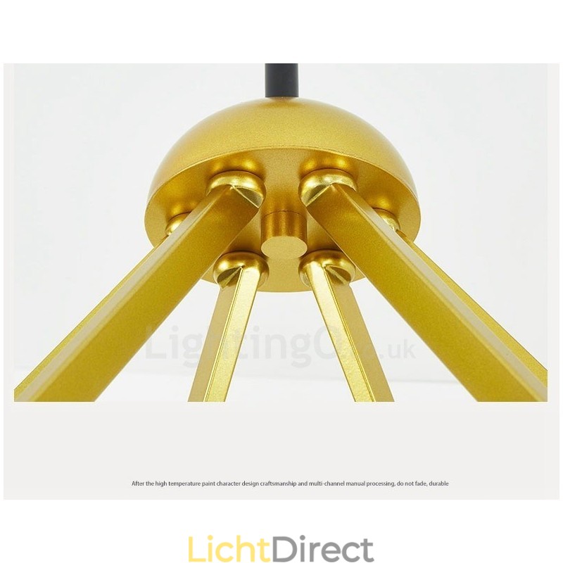 6-lichts moderne eigentijdse Scandinavische stijl plafondlamp met zwart-witte bolvormige glazen kap