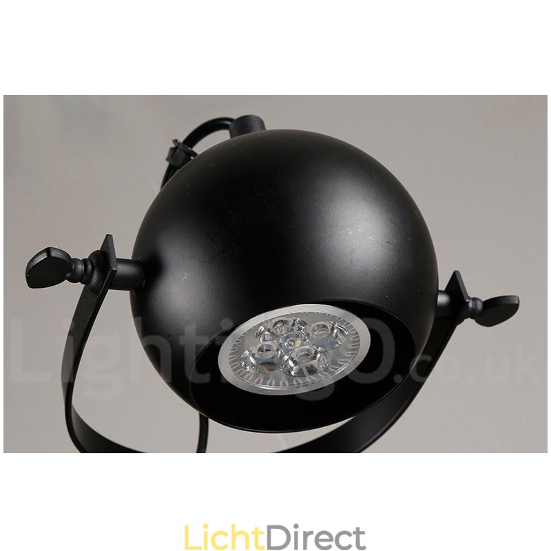 6-lichts retro vintage zwarte ijzeren hanglamp met zwarte ijzeren bolvormige kappen