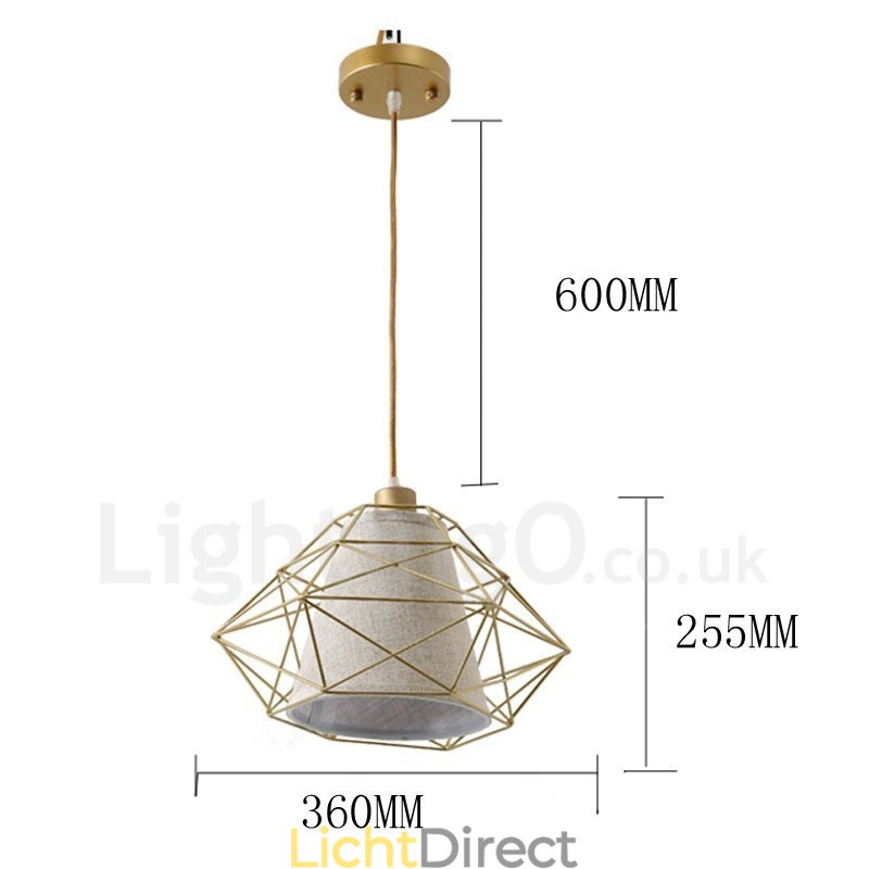 1-lichts retro vintage zwarte ijzeren hanglamp met stoffen kappen