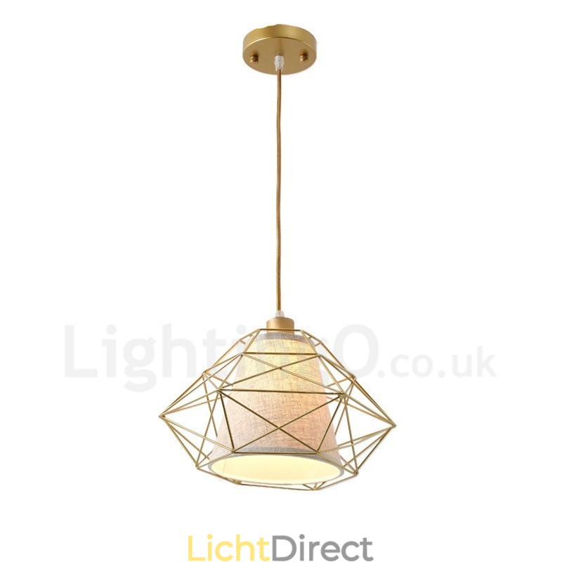 1-lichts retro vintage zwarte ijzeren hanglamp met stoffen kappen