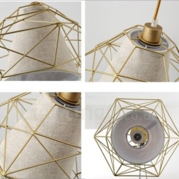 1-lichts retro vintage zwarte ijzeren hanglamp met stoffen kappen