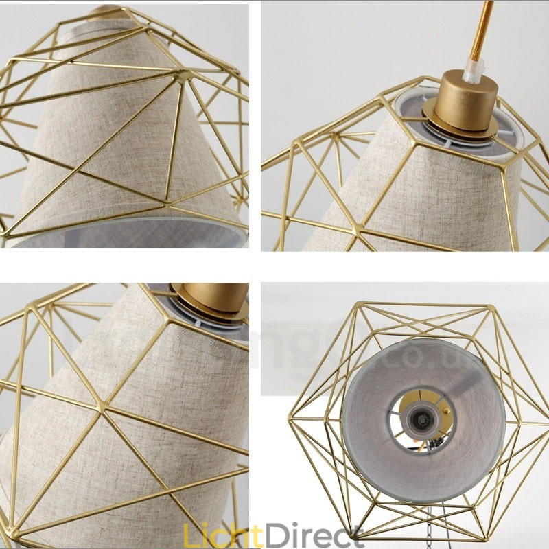 1-lichts retro vintage zwarte ijzeren hanglamp met stoffen kappen