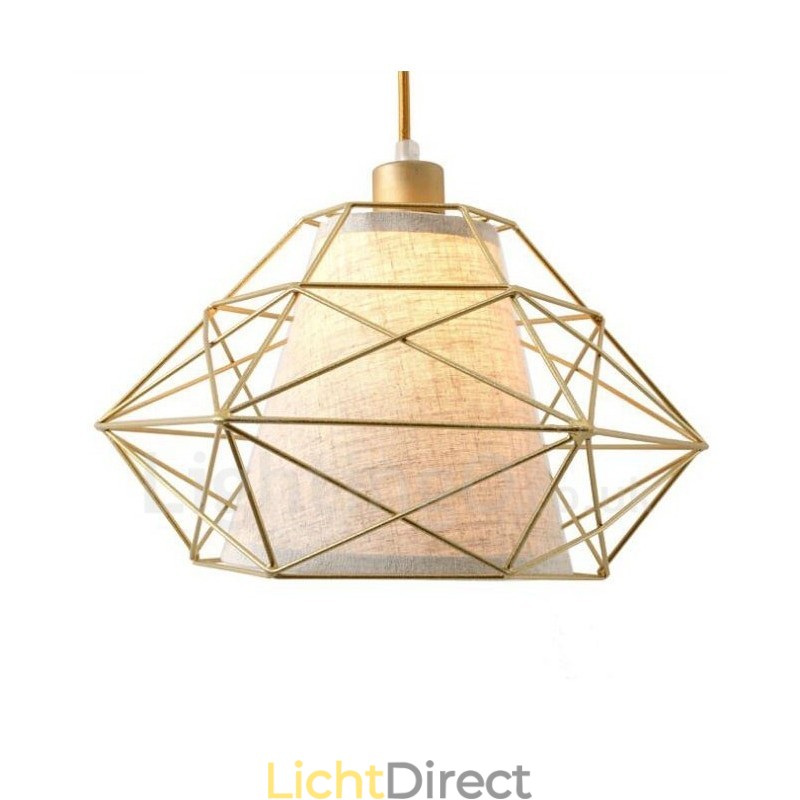 1-lichts retro vintage zwarte ijzeren hanglamp met stoffen kappen