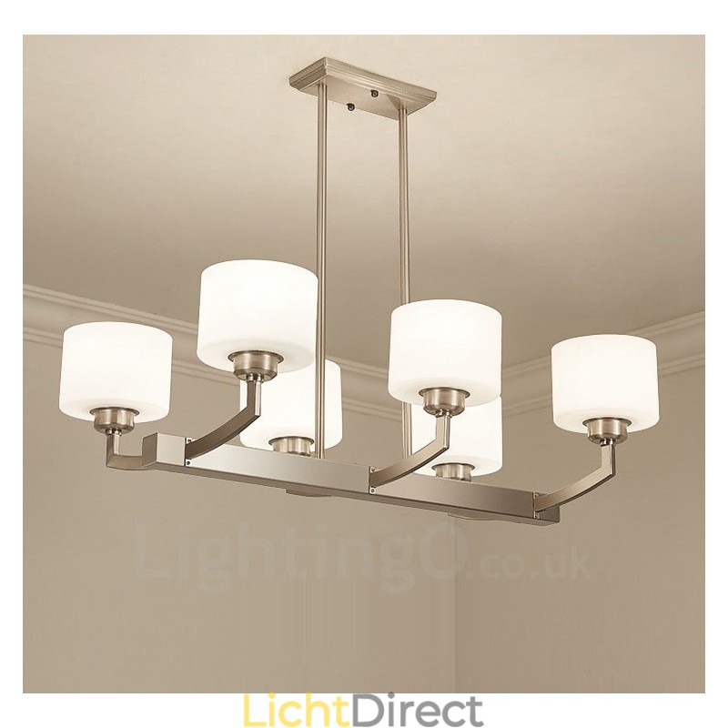 6 lampen moderne chromen hanglamp binnen kroonluchter thuis hangende verlichting lampen armaturen met glazen kappen