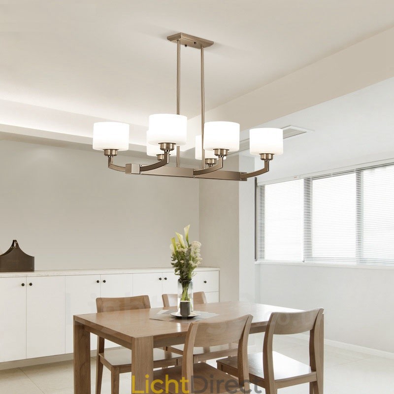 6 lampen moderne chromen hanglamp binnen kroonluchter thuis hangende verlichting lampen armaturen met glazen kappen