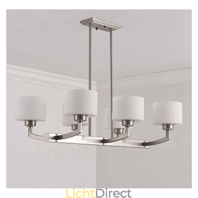 6 lampen moderne chromen hanglamp binnen kroonluchter thuis hangende verlichting lampen armaturen met glazen kappen