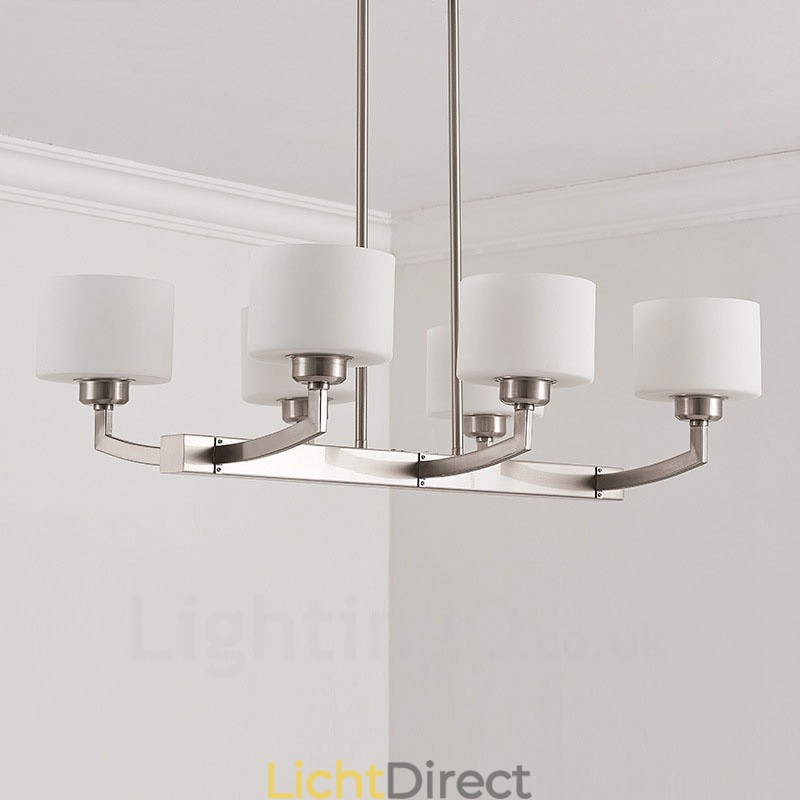 6 lampen moderne chromen hanglamp binnen kroonluchter thuis hangende verlichting lampen armaturen met glazen kappen