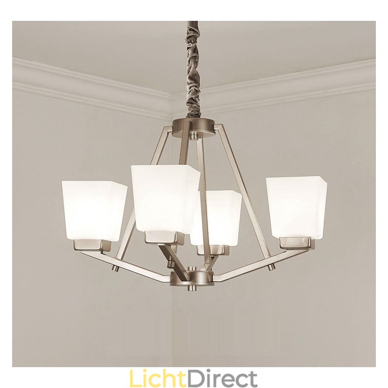 4 lampen Chromen hanglamp Binnen Moderne kroonluchter Thuis Hangende verlichting Lampen Armaturen met glazen kappen