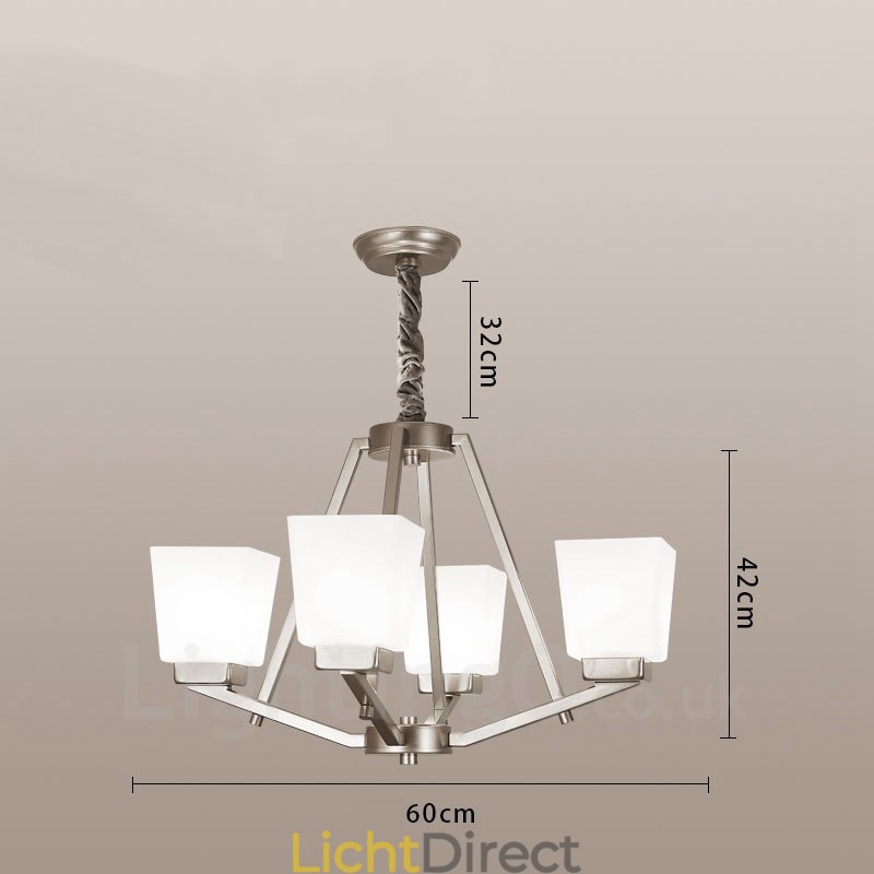4 lampen Chromen hanglamp Binnen Moderne kroonluchter Thuis Hangende verlichting Lampen Armaturen met glazen kappen