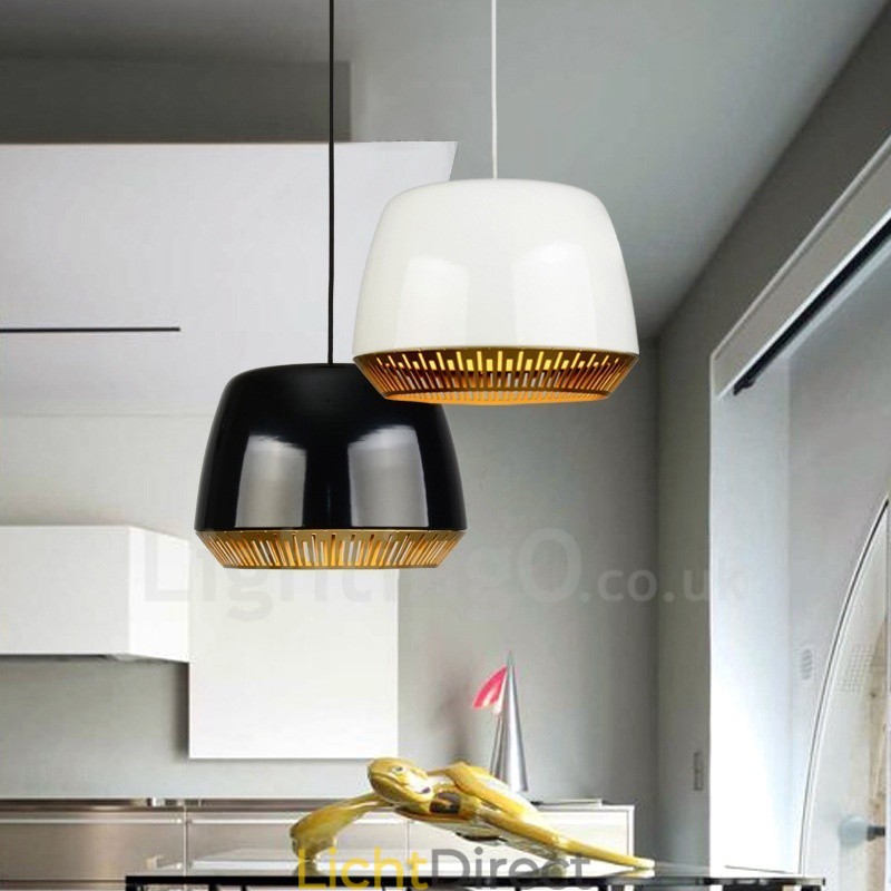 1-lichts moderne, eigentijdse hanglamp met zwart-wit-rood-blauwe kap