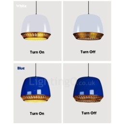 1-lichts moderne, eigentijdse hanglamp met zwart-wit-rood-blauwe kap