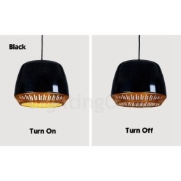 1-lichts moderne, eigentijdse hanglamp met zwart-wit-rood-blauwe kap