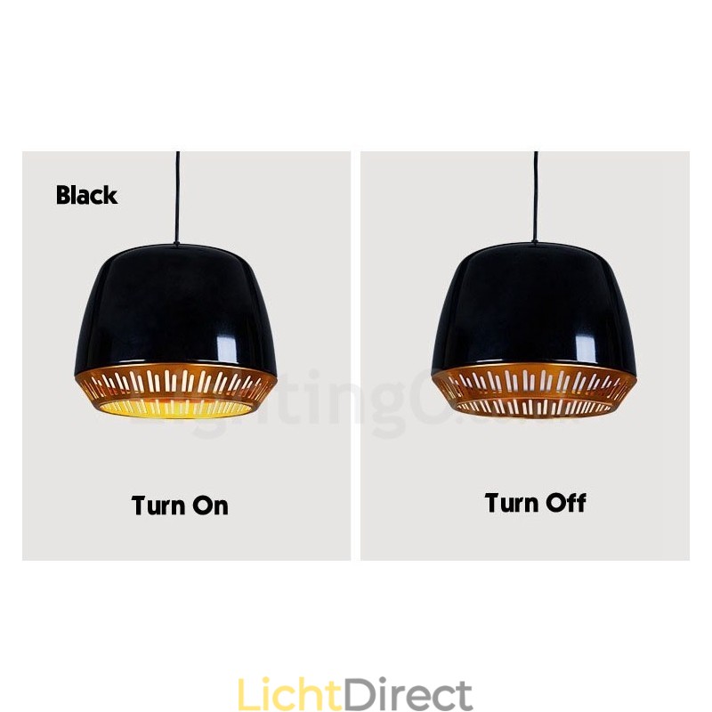 1-lichts moderne, eigentijdse hanglamp met zwart-wit-rood-blauwe kap