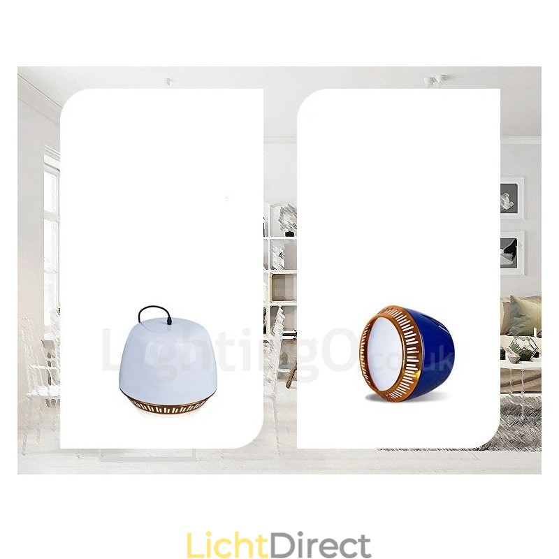 1-lichts moderne, eigentijdse hanglamp met zwart-wit-rood-blauwe kap