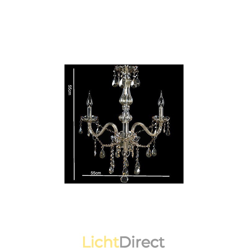 3-lichts luxe kristallen kroonluchter cognackleur K9 kristallen kroonluchter
