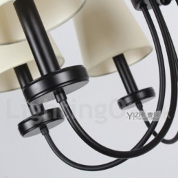 5-lichts retro, eigentijdse zwarte kaars-stijl kroonluchter