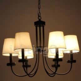 6-lichts retro, eigentijdse zwarte kaars-stijl kroonluchter