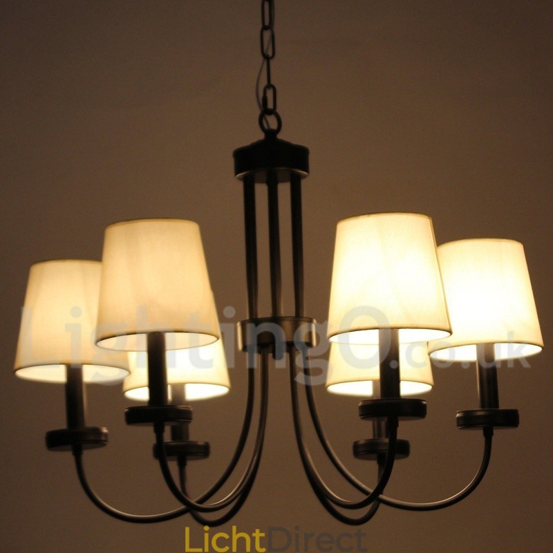 6-lichts retro, eigentijdse zwarte kaars-stijl kroonluchter
