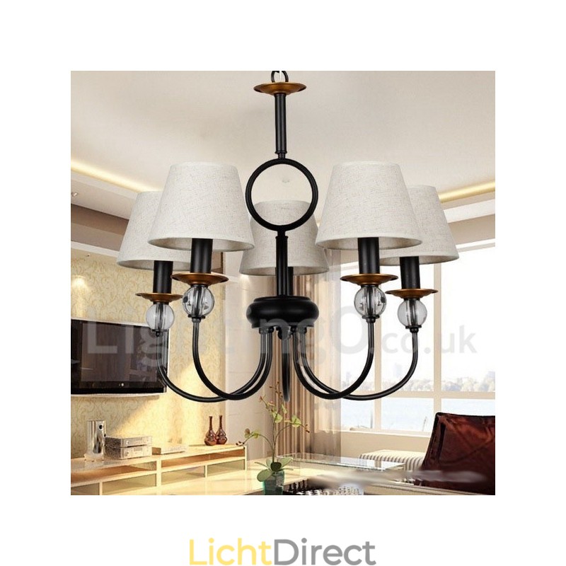 5-lichts rustieke retro zwarte mediterrane stijl eigentijdse kaarsstijl kroonluchter