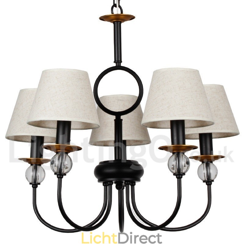 5-lichts rustieke retro zwarte mediterrane stijl eigentijdse kaarsstijl kroonluchter