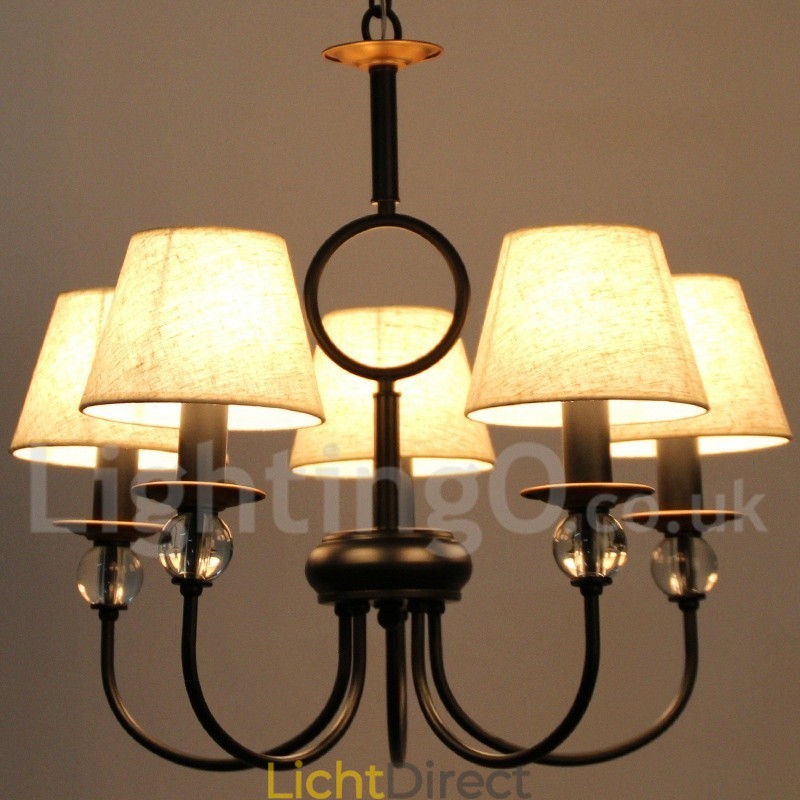 5-lichts rustieke retro zwarte mediterrane stijl eigentijdse kaarsstijl kroonluchter