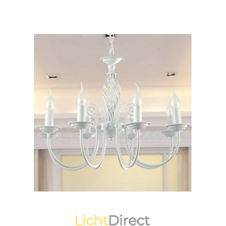 8-lichts moderne retro witte kaars-stijl kroonluchter 8-lichts moderne retro witte kaars-stijl kroonluchter