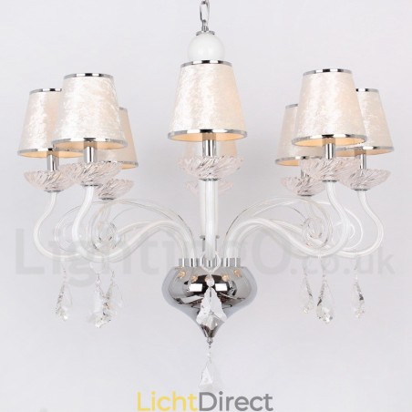 8-lichts witte, moderne K9-kristallen kaars-stijl kroonluchter