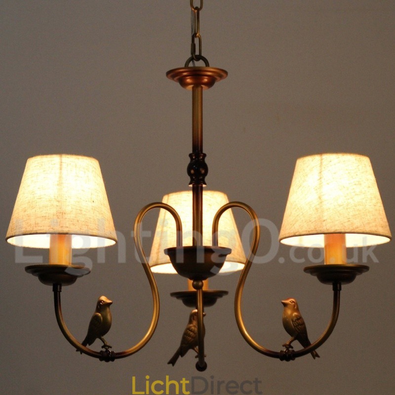 3-lichts moderne, eigentijdse, rustieke, retro kaarsvormige kroonluchter