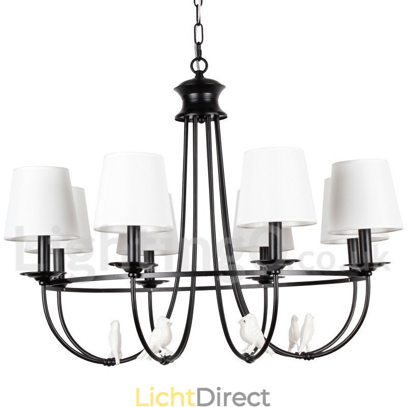 8-lichts retro zwarte mediterrane stijl rustieke eigentijdse kaars-stijl kroonluchter