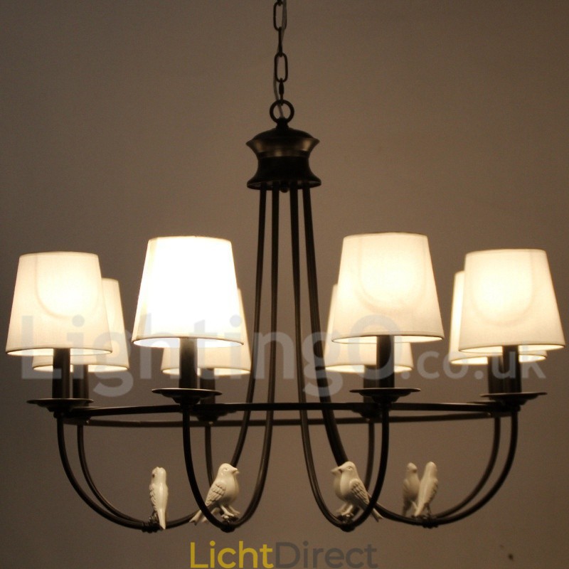 8-lichts retro zwarte mediterrane stijl rustieke eigentijdse kaars-stijl kroonluchter