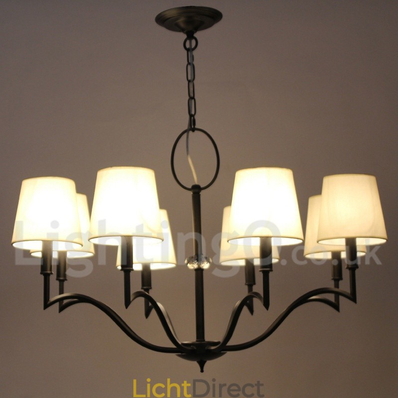 8-lichts moderne, eigentijdse kroonluchter in kaarsstijl