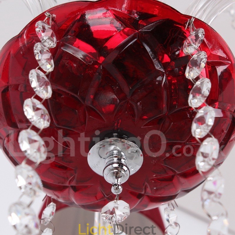 6 Licht Rode K9 Kristallen Kaars Stijl Kroonluchter