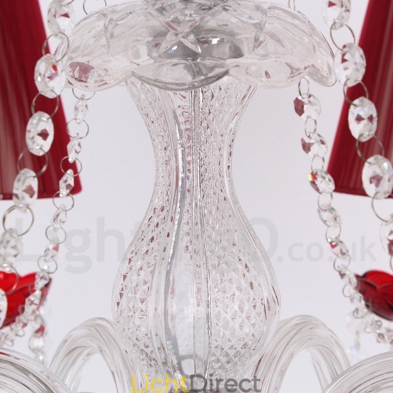 6 Licht Rode K9 Kristallen Kaars Stijl Kroonluchter