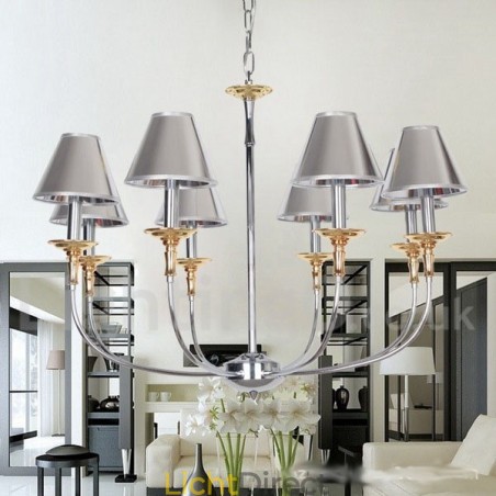8-lichts moderne, eigentijdse chromen kaars-stijl kroonluchter 8-lichts moderne, eigentijdse chromen kaars-stijl kroonluchter