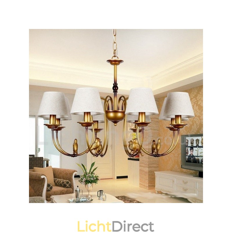 8-lichts moderne, eigentijdse, rustieke, retro kaarsvormige kroonluchter