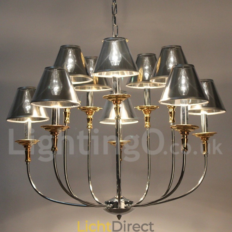 10 Lichts Moderne Hedendaagse Chrome Kaars Stijl Kroonluchter