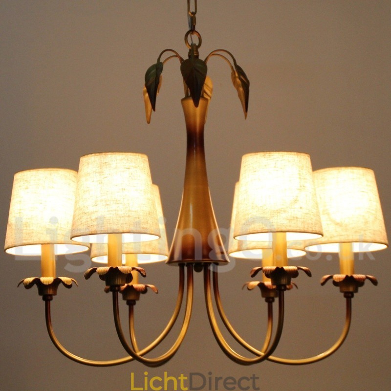 6-lichts moderne, eigentijdse, rustieke kaars-stijl kroonluchter