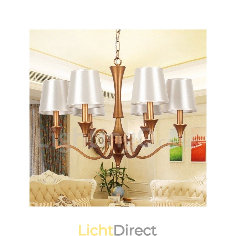 6-lichts kroonluchter in mediterrane stijl met kaarsen