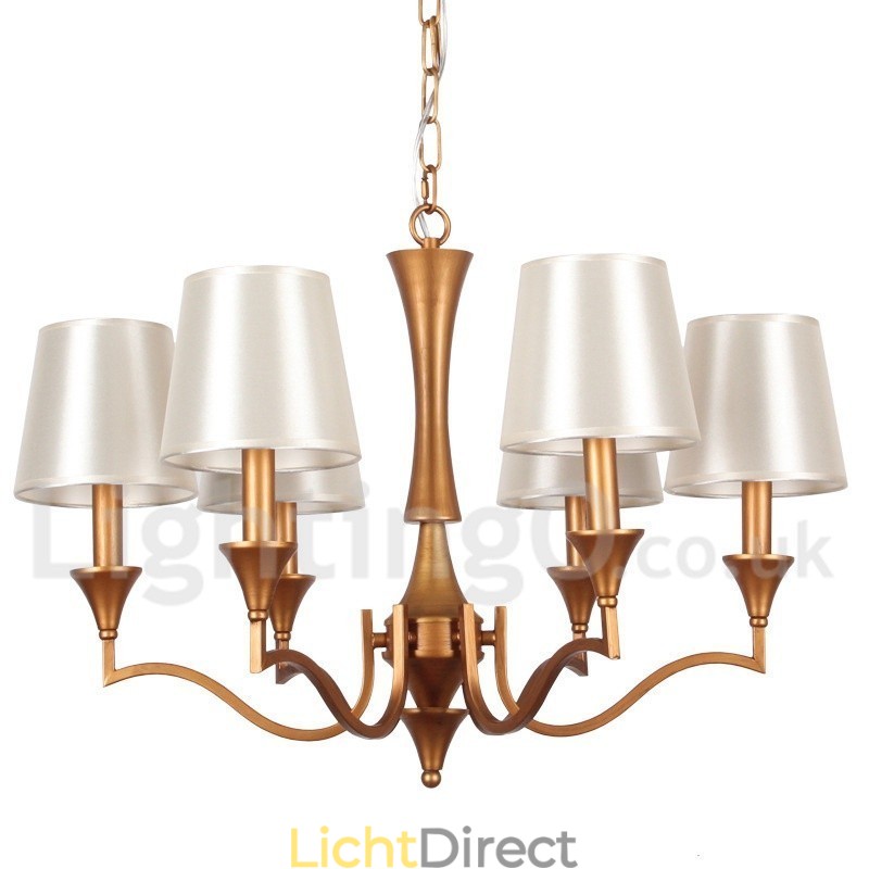 6-lichts kroonluchter in mediterrane stijl met kaarsen