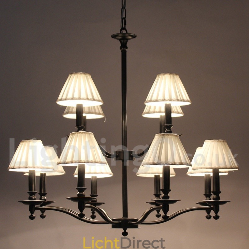 12 Licht Retro Rustieke Grote 2-laags Kaars Stijl Kroonluchter