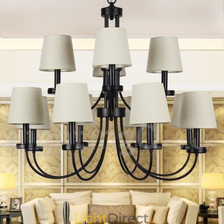 12 Licht Rustieke Retro Zwarte 2-laags Grote Kroonluchter Kaars Stijl Kroonluchter 12 Licht Rustieke Retro Zwarte 2-laags Grote Kroonluchter Kaars Stijl Kroonluchter