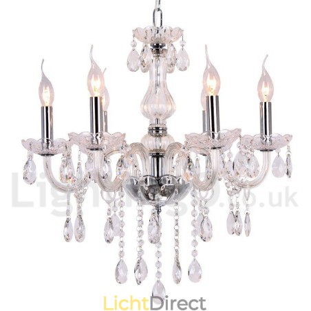 6-lichts moderne K9-kristallen kaars-stijl kroonluchter